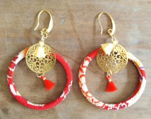 Boucles d'oreille "Japon" rouges